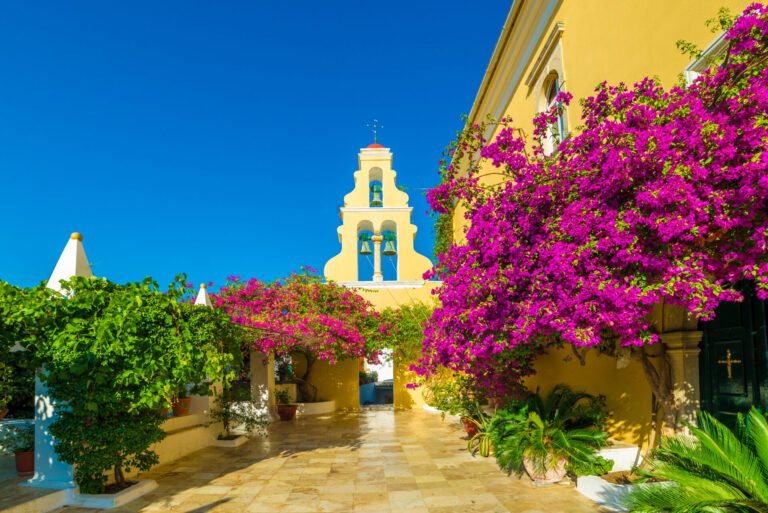 The Paleokastritsa Monastery in North Corfu, dedicated to the Virgin Mary