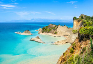 Unique sandstone formations shape the coastline of Sidari